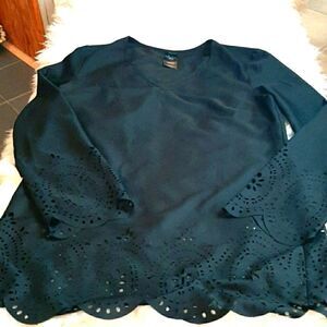 Catlina black Light Eylet Lace Openings  Blouse‎ M